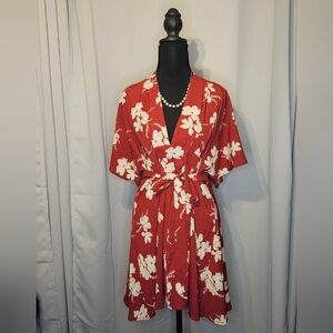 Floral Red Kimono Dress